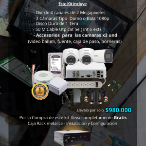 kit #2 Dvr 4 ch + 03 Camaras de Seguridad.