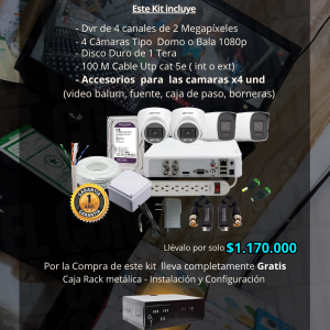 kit #3 Dvr de 4ch + 04 Camaras de seguridad.