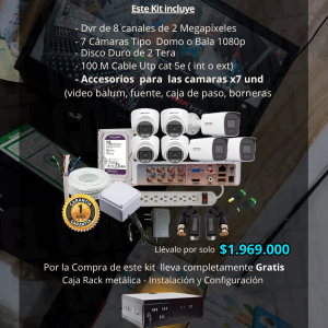 kit #7 Dvr de 8 Ch + 07 Camaras de Seguridad.
