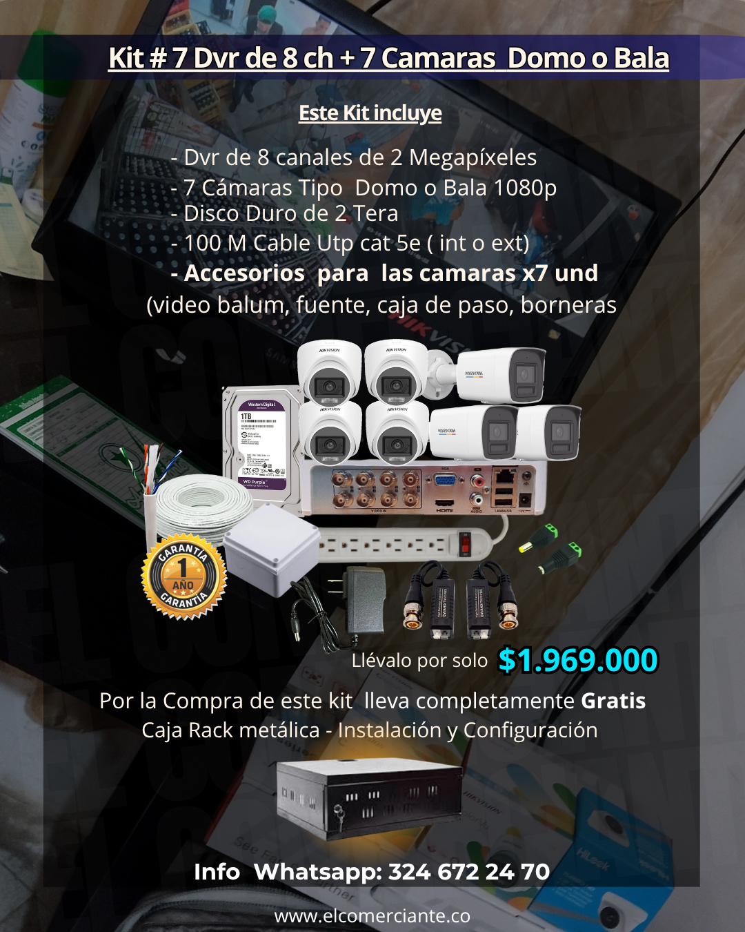 kit #7 Dvr de 8 Ch + 07 Camaras de Seguridad.